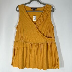 Love & Legend Mustard Yellow Ruffle Tank Top NWT